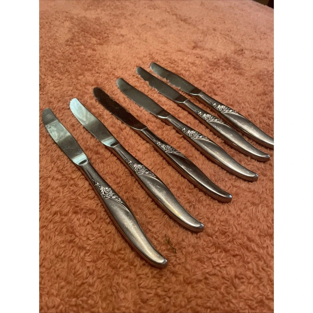 Oneida‎ LTD Wm Rogers LA ROSE Premier Stainless Set Of 6 butter knives